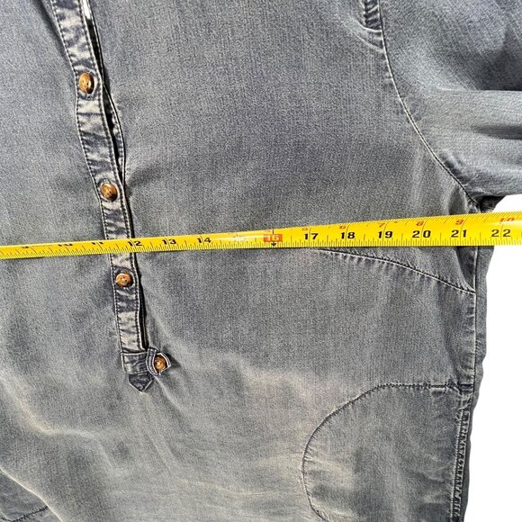 J Jill Womens Denim Tunic Top PM Chambray Long Sleeve Casual Shirt Pockets - Picture 13 of 15